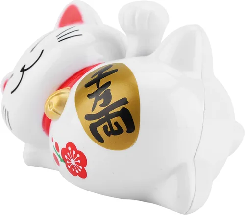 Vista 7 de FTVOGUE Energía solar Maneki Neko LuckyCat Fortune Acogedor Agitar el brazo pata arriba Lazy Mentir Riqueza Fortuna Gato Casa Tiendas Coche Feng