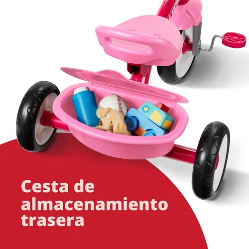 Vista 5 de Radio Flyer Triciclo Red Rider para edades de 2.5 a 5 años, bicicleta de tres ruedas para niños pequeños, triciclo para niños, juguete de montar al