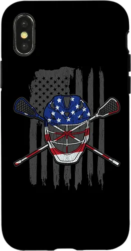 Vista 5 de iPhone 11 bandera estadounidense lacrosse Player Tee Lacrosse Portero caso