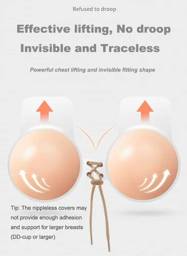 Vista 4 de LUNNTE Sujetador adhesivo adhesivo de silicona Push Up Bra Invisible Lifting Backless Sujetador sin tirantes para mujeres Cubierta de pezón Rosa