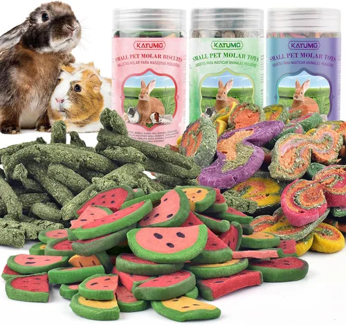 Vista 8 de KATUMO Juguetes masticables de conejo de 11.64 oz, palitos y golosinas