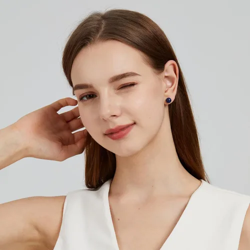 Vista 76 de Natural Stone Stud Earrings for Women 8mm Sterling Silver Genuine Gemstone Earrings Handmade Sterling Silver Crystal Stud Earrings for Women