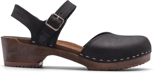 Vista 14 de Sandgrens Zuecos de madera sueca hechos a mano para mujer, sandalias de tacón bajo Zaragasso