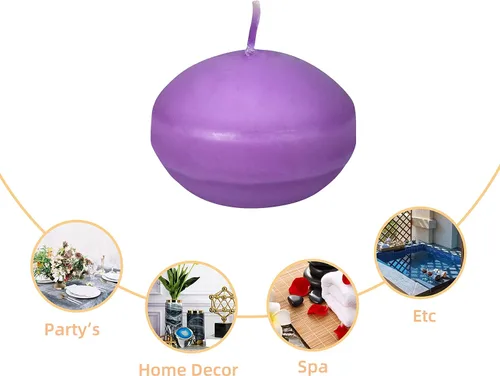 Vista 6 de Zest Candle Velas flotantes de 24 piezas, 1.75 pulgadas, morado
