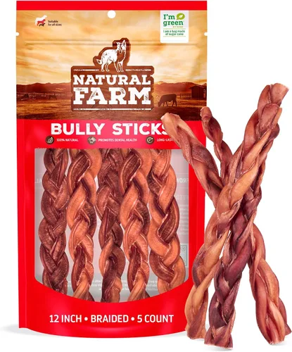 Vista 13 de Natural Farm Palitos Trenzados de Toro Sin Olor (4-5 Pulgadas, Paquete de 5) - 100% Carne de Res Alimentada con Pasto, Sin Granos, Bajos en Grasa