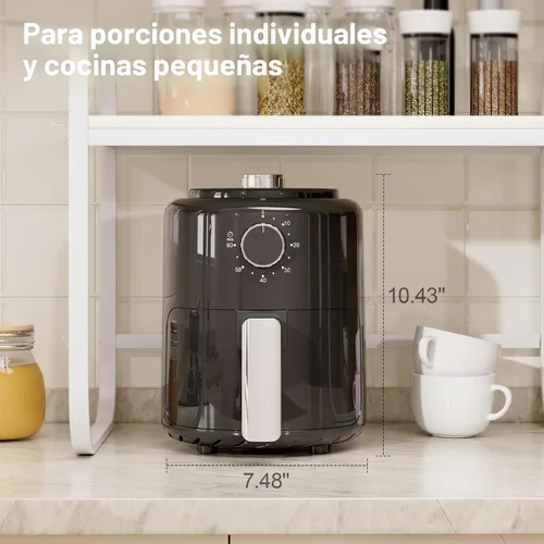 Vista 8 de Freidora de aire compacta pequeña de 2QT, Mini freidora de aire 4-en-1 pequeña, para hornear, asar, recalentar, 98% menos aceite, control
