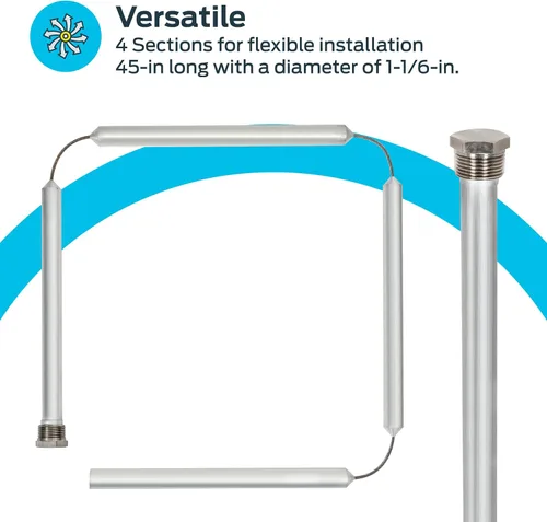 Vista 3 de Eastman Varilla de ánodo de magnesio flexible de 45 pulgadas, cabeza hexagonal de 1-1/6 pulgadas, cromo, 60296