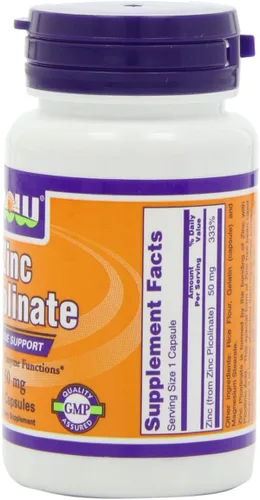 Vista 4 de NOW Picolinato de Zinc 50 mg, 60 cápsulas (paquete de 3)