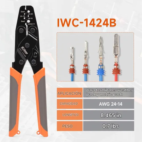 Vista 3 de iCrimp DC02 8 PCS Deutsch Weather Pack Crimper Kit DT DTM