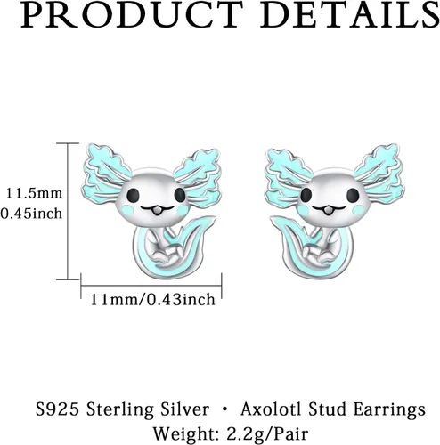 Vista 6 de 925 Sterling Silver Axolotl Earrings White GoldRose Gold Axolotl Jewelry for Women Girls PinkBlue Axolotl Gifts