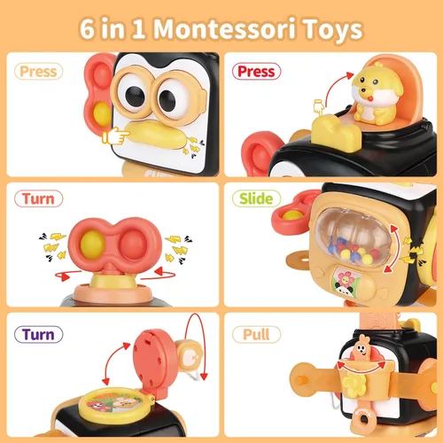 Vista 3 de OSIMILY Juguetes Montessori para niños de 1 año, Juguetes sensoriales para niños pequeños de 1 a 3 años, Cubo de tablero ocupado para actividades