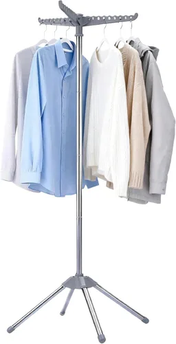 Vista 14 de Beaudaily Tendedero de secado de ropa, plegable, estante de secado de ropa interior de 59 pulgadas con 3 brazos giratorios, acero inoxidable Negro +