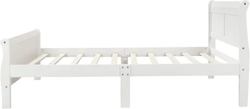 Vista 6 de Merax Base de cama de plataforma de madera, base de cama individual, base de colchón con cabecero, estribo, soporte de listones de madera