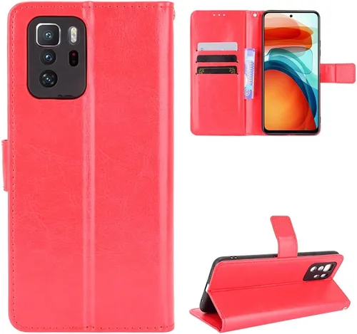 Vista 6 de Funda para Xiaomi Redmi Note 10 Pro 5G, Funda de cuero con tapa para Xiaomi Poco X3 GT/Redmi Note 10 Pro 5G Case Negro