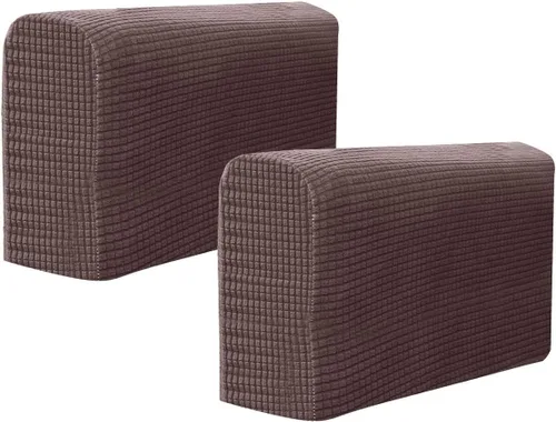 Vista 16 de RCFINE 2 fundas antideslizantes para reposabrazos de sofá, fundas elásticas para sillón, protector elástico para el hogar, oficina, sillón Beige