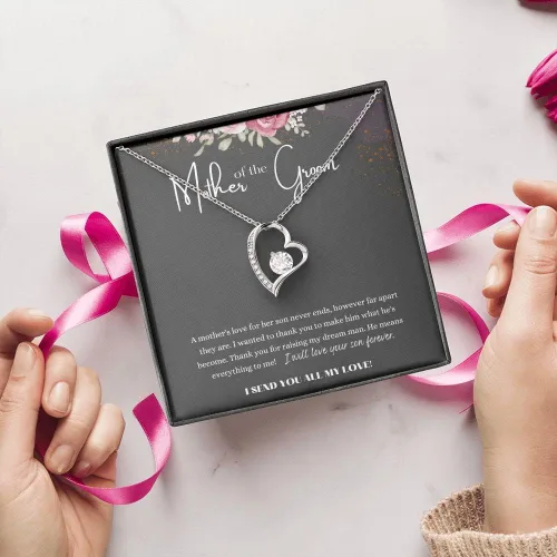 Vista 2 de Shine Attraction To My Beautiful Mom On Wedding Day Necklace, Mother Of The Bride Gifts From Daughter and Son, Jewelry Present For Mother Of The