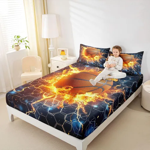 Vista 30 de Sábana bajera de galaxia tamaño individual, juego de ropa de cama con purpurina degradado para niños, niñas, niños y mujeres, decoración