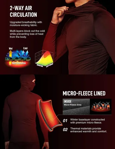 Vista 7 de ATHLIO Camisas de compresión térmica para hombre con capucha, manga larga, para deportes de invierno, capa base, camisa activa para correr