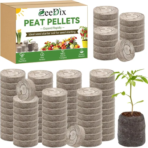 Vista 14 de ZeeDix 55 cápsulas de iniciación de semillas de 1.181 in, pellets de turba comprimida, tierra de inicio de semillas para inicio de semillas, cultivo