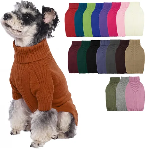 Vista 61 de IECOii Suéter de perro salchicha de cuello alto para perros pequeños, medianos y hembras, elástico y transpirable, abrigo de punto cálido, para Negro