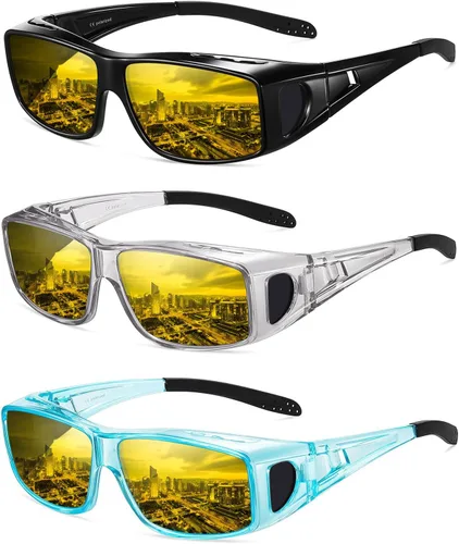 Vista 12 de Wzerry Night Vision Glasses Polarized for Men Women (Nighttime Driving Glasses Over Glasses for Driving)
