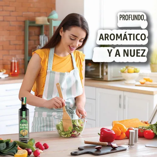 Vista 7 de Gourmanity Aceite Orgánico de Semilla de Calabaza de Estiria Prensado en Frío, Fabricado Tradicionalmente en Austria, Aceite 100% Puro, Saludable