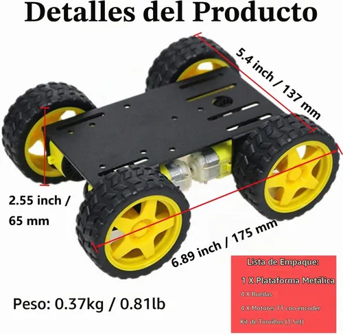 Vista 2 de Profesional 4WD Robot Smart Car Chassis Kit C101 con codificador de velocidad TT Motor, Modelo robótico con ruedas de metal Sciences Experimento