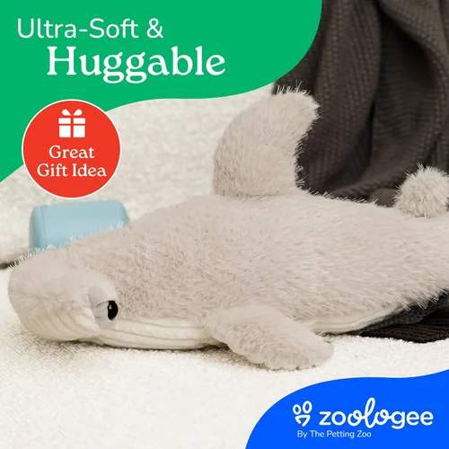 Vista 9 de The Petting Zoo Hammerhead - Peluche de tiburón de peluche, regalos para niños, animales marinos Fuzzlez, juguete de peluche de tiburón gris, 17