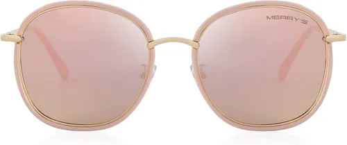 Vista 2 de MERRYS Gafas de sol polarizadas para mujeres retro de gran tamaño gafas de sol metal templo S6108