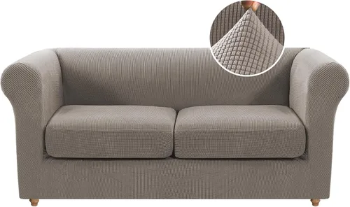 Vista 50 de Funda para silla Chesterfield de 2 piezas para sofá de 1 cojín, fundas para silla de brazo alto, 1 asiento, alta elasticidad, lavable, protector