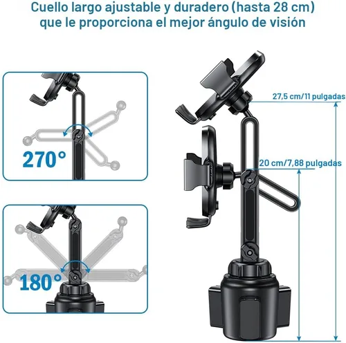 Vista 5 de Miracase Soporte Universal para Teléfono en Portavasos de Coche, [Versión Mejorada] Soporte Ajustable de Cuello Largo para Portavasos de Coche