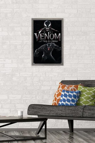 Vista 2 de Trends International Marvel Venom: Let There be Carnage - Póster de pared de ataque, 22.4 pulgadas de largo x 14.7 W, versión enmarcada de madera