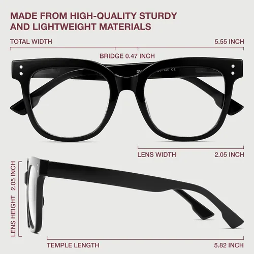 Vista 5 de miyya Lentes de lectura elegantes para mujer, anteojos de tramposos, lectores de luz azul de gran tamaño, anteojos de ojos de moda
