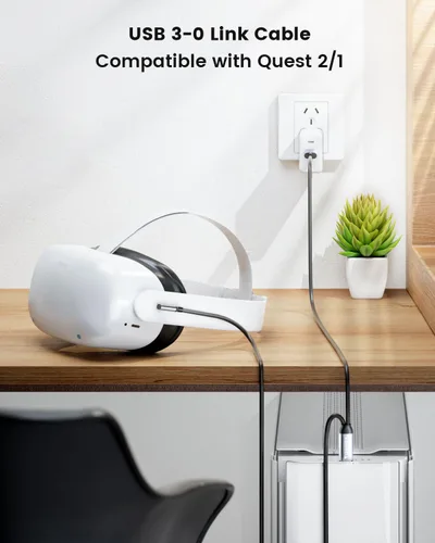 Vista 3 de FOINNEX 16FT Link Cable for Quest 2 PC VR, USB 3.0 to USB-C, Mainly for Steam VR Transmission