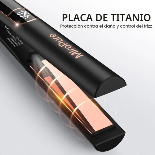 Vista 8 de MiroPure Alisadora de Cabello, Alisadora de Cabello con Placas de Titanio de 1 Pulgada con Calentamiento de 15S, Plancha de Cabello Profesional