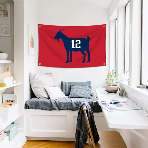 Vista 7 de Tom Brady #12 Bandera de cabra de 3 x 5 pies, divertido póster duradero de pared de cueva de hombre con 4 ojales de latón. Esta hermosa pancarta