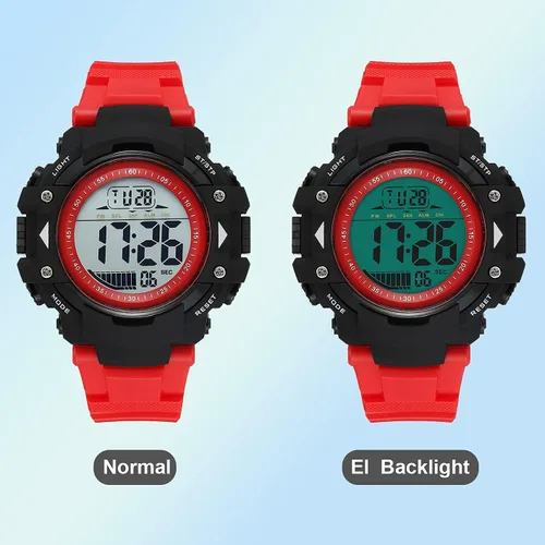 Vista 4 de JONFRED Reloj deportivo digital para hombre, esfera grande, impermeable, con cronómetro, alarma, LED luminoso