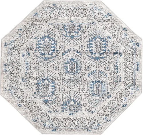 Vista 2 de Unique Loom Nyla Collection - Alfombra de área - Princesa (octágono de 4 pies, gris/marfil)