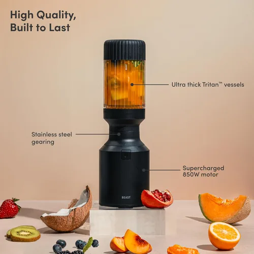 Vista 2 de Beast Mighty 850 Licuadora personal compacta premium Para batidos, malteadas, aderezos, salsas, postres, salsas para mojar Mezcla hielo