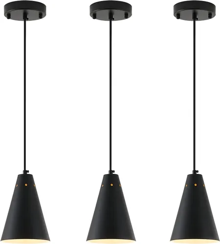 Vista 11 de Lámpara colgante negra enchufable, luces colgantes con interruptor de encendido/apagado de cable de enchufe, mini luces colgantes para isla
