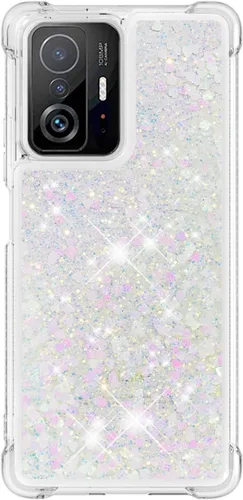 Vista 2 de Funda brillante con purpurina para Xiaomi 11T 5G, 11T Pro 5G, funda de arena movediza líquida de silicona suave TPU a prueba de golpes, funda