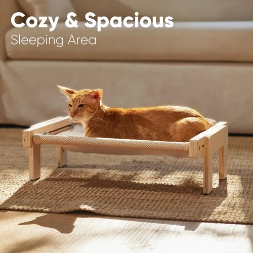 Vista 4 de FUKUMARU Percha para ventana de gato, hamaca transformable para alféizar y piso, cama de ventana para gatos grandes y gatitos, marco de madera
