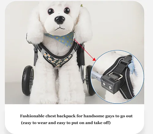 Vista 5 de Silla de ruedas para perros para patas traseras de 2/4 ruedas, patas traseras ajustables para mascotas, carritos para perros con ruedas, ayuda