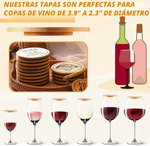 Vista 3 de Tessco para ti 16 piezas de cubiertas para copas de vino divertidas de madera para bebidas de charcutería para mantener fuera a los insectos