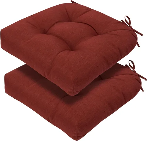 Vista 19 de Magpie Fabrics Juego de 2 cojines de asiento capitoné para exteriores e interiores con lazos, 19 x 19 pulgadas, impermeables, para silla de patio