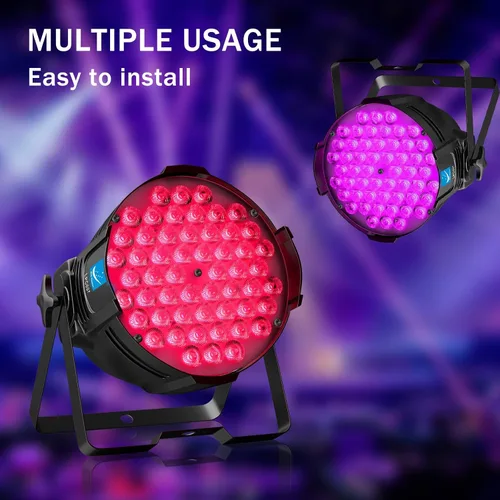 Vista 4 de Big Dipper Luces LED de escenario Par de luces 54X3W RGB multicolor brillante iluminación con sonido DMX activado maestro-esclavo luces elevadas