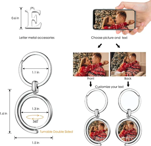 Vista 3 de Llavero personalizado con texto de imagen, llavero personalizado de doble cara, llavero de fotos colorido personalizado, regalo para mujeres