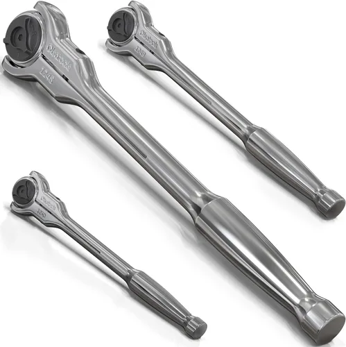 Vista 9 de Olsa Tools Trinquete de cabeza giratoria - Accionamiento de 1/2 pulgada con cabeza redonda de 90 dientes - Llave de dados de estilo roto para 1 pieza