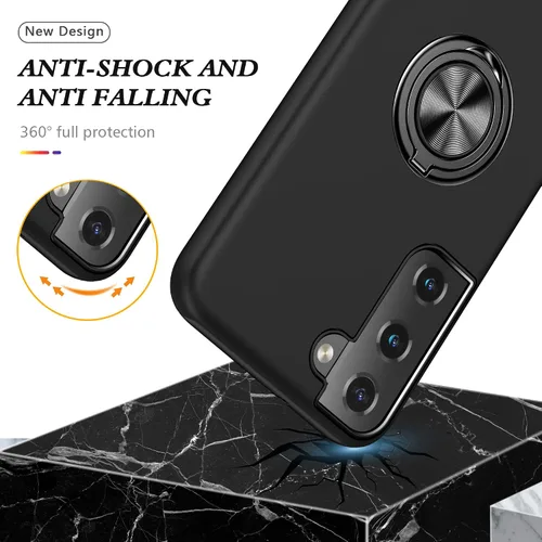 Vista 6 de para Samsung Galaxy S22 Plus - Paquete de 2 fundas de TPU autorreparables con soporte invisible (negro)