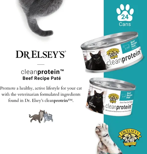 Vista 2 de Dr. Elsey's cleanprotein - Receta de carne de res húmeda para gatos (caja de 24), comida enlatada de 2.75 onzas